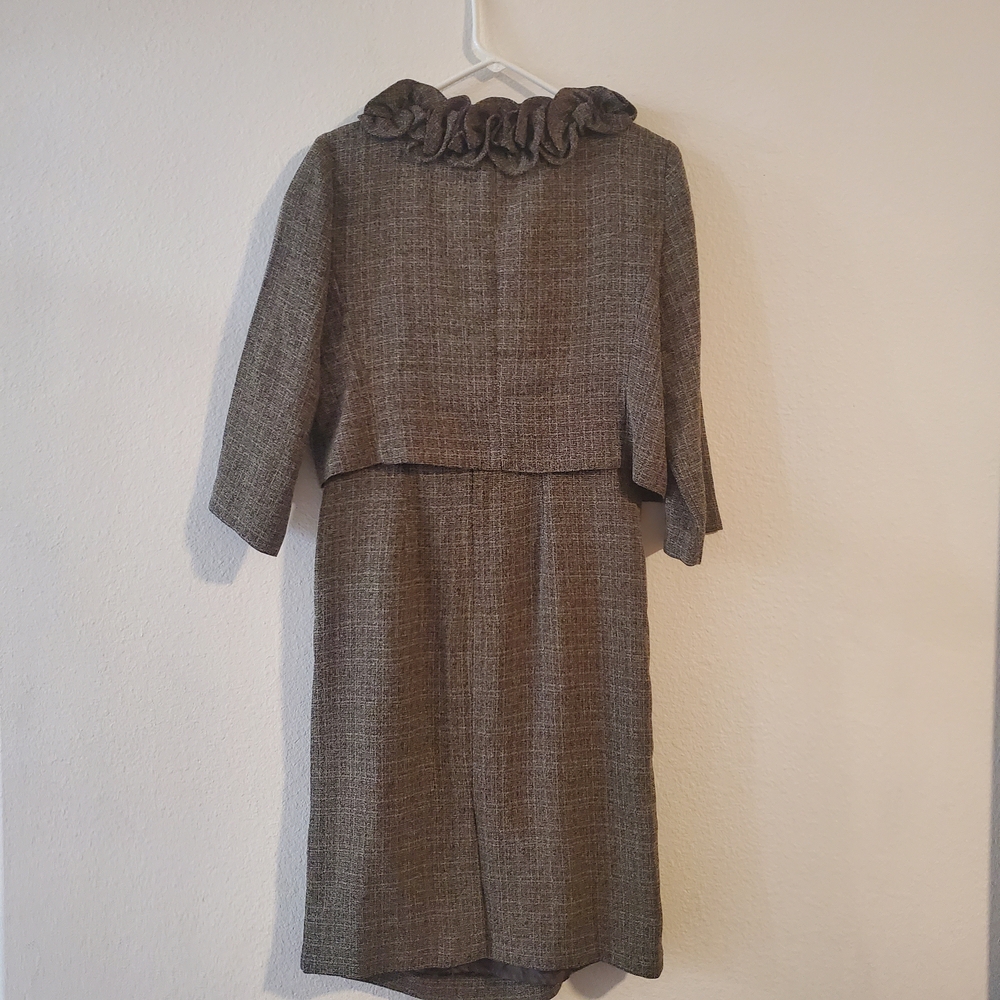 Danny & Nicole Textured Brown Dress/Jacket Set - Picture 3 of 14